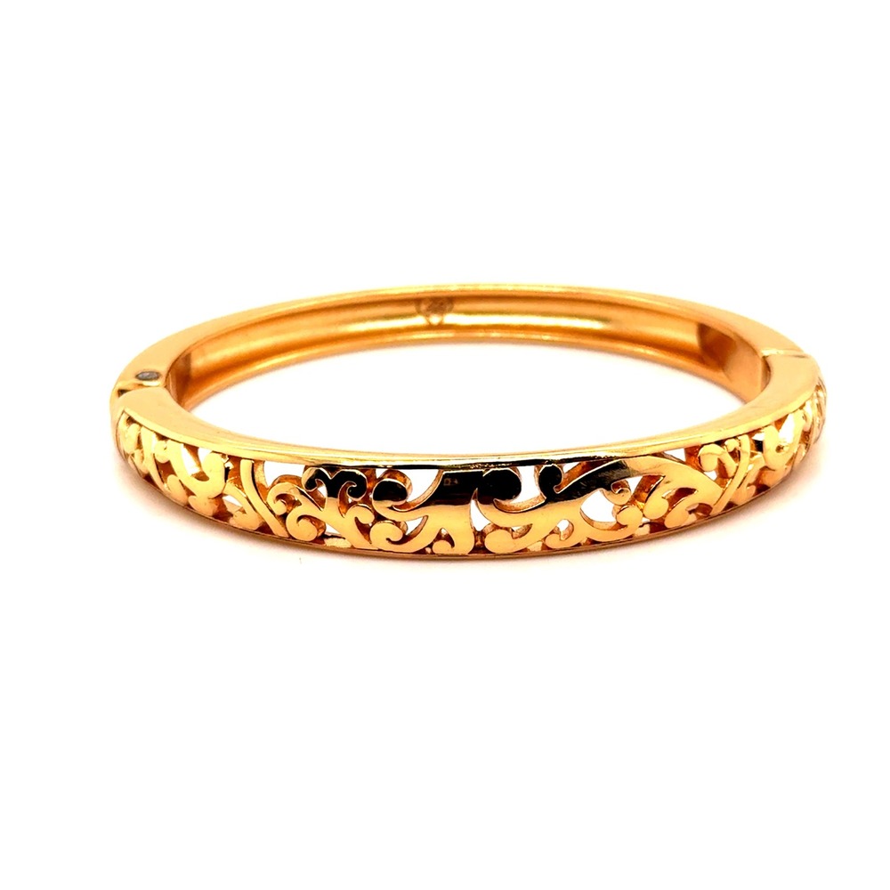 Brighton Gold Tone Filigree Scroll Hinged Bangle Bracelet